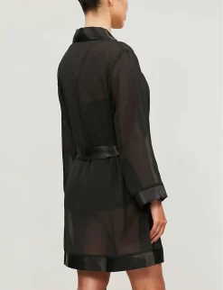 BLUEBELLA Satin-trim Chiffon Kimono -Boutique Fashion Lingerie Store 271 3003600 25602 BLACK ALT02