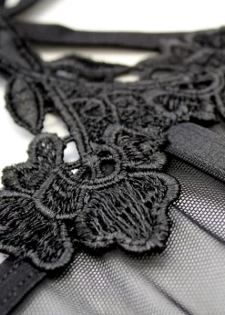 BLUEBELLA Nova (Black) Basque -Boutique Fashion Lingerie Store 40996 bluebella nova basque bodysuit suspender lace mesh black sexy lingerie body f