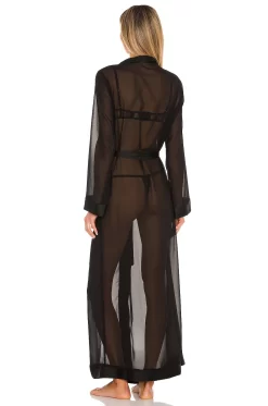 BLUEBELLA Marcella Long Kimono Black -Boutique Fashion Lingerie Store BEBE WI175 V4