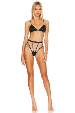 BLUEBELLA Karina High Waist Thong Black -Boutique Fashion Lingerie Store BEBE WI391 V4