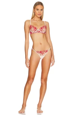 BLUEBELLA Marseille Thong Tomato Red & Pale Pink -Boutique Fashion Lingerie Store BEBE WI394 V4