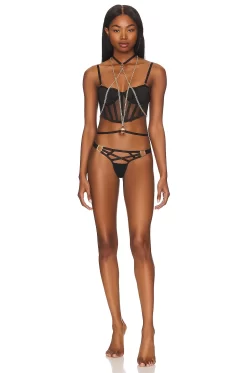 BLUEBELLA Theodora Chain Harness Black & Gold -Boutique Fashion Lingerie Store BEBE WI410 V5