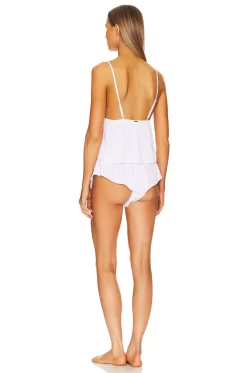 BLUEBELLA Marseille Satin Cami Set White -Boutique Fashion Lingerie Store BEBE WI418 V3