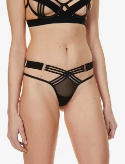 BLUEBELLA Sutton Mid-rise Stretch-woven Thong -Boutique Fashion Lingerie Store R03899457 BLACK ALT02