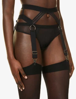 BLUEBELLA Sutton Elasticated Stretch-woven Suspender Belt -Boutique Fashion Lingerie Store R03899458 BLACK ALT04