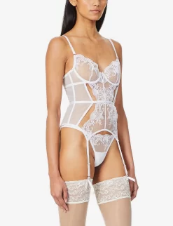 BLUEBELLA Marseille Underwired Stretch-mesh Basque -Boutique Fashion Lingerie Store R03930695 WHITE ALT02