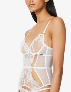 BLUEBELLA Marseille Underwired Stretch-mesh Basque -Boutique Fashion Lingerie Store R03930695 WHITE ALT04