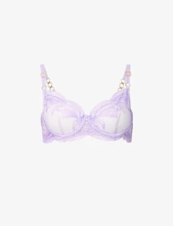 BLUEBELLA Rafaela Floral-embroidered Stretch-mesh Bra
