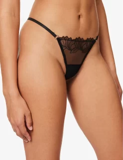BLUEBELLA Monet Semi-sheer Woven Thong -Boutique Fashion Lingerie Store R04144716 BLACK ALT02