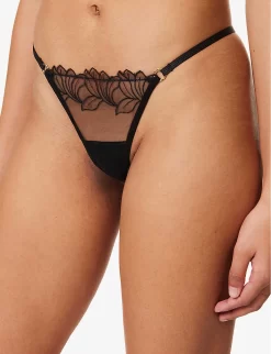 BLUEBELLA Monet Semi-sheer Woven Thong -Boutique Fashion Lingerie Store R04144716 BLACK ALT04