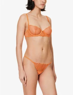 BLUEBELLA Irena Underwired Stretch-lace Balconette Bra -Boutique Fashion Lingerie Store R04144717 BLAZINGORANGE ALT01