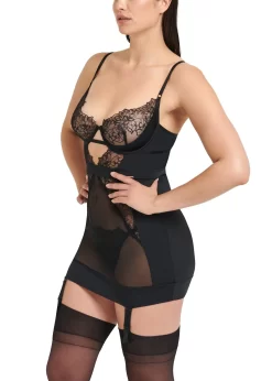 BLUEBELLA Alanna Longline Basque 11 BLUEBELLA Alanna Longline Basque -Boutique Fashion Lingerie Store bluebella alanna longline basque underwired non padded black lace soft mesh sexy bodywear lingerie E