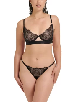 BLUEBELLA Alanna Thong -Boutique Fashion Lingerie Store bluebella alanna thong black lace soft mesh sexy underwear bottoms lingerie F