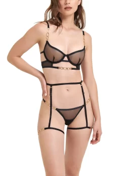BLUEBELLA Calypso Collar Thigh Harness (Detachable) -Boutique Fashion Lingerie Store bluebella calypso thigh harness detachable black bodywear bondage sexy lingerie C