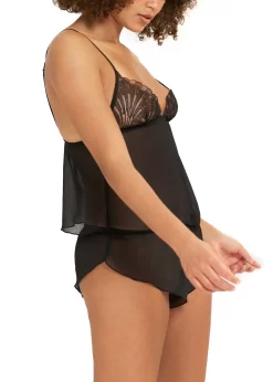 BLUEBELLA Carrie Cami & Short Set -Boutique Fashion Lingerie Store bluebella carrie cami shorts set loungewear black mesh lace sexy sleepwear D