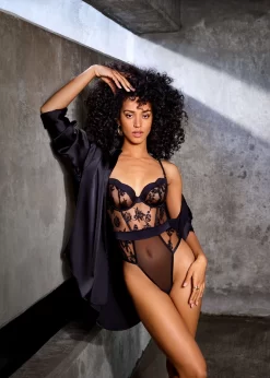 BLUEBELLA Cassandra Wired Body (Black) -Boutique Fashion Lingerie Store bluebella cassandra wired body black lace bodysuit sexy lingerie E