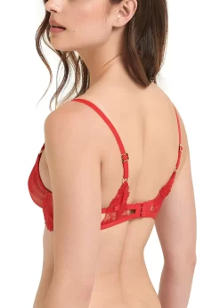 BLUEBELLA Colette Bra (Red) -Boutique Fashion Lingerie Store bluebella colette bra tomato red underwired non padded embroidery lace sexy lingerie C