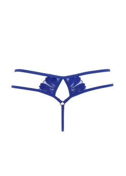 BLUEBELLA Colette Thong (Blue) -Boutique Fashion Lingerie Store bluebella colette thong blue lace cut out sides sexy underwear lingerie I