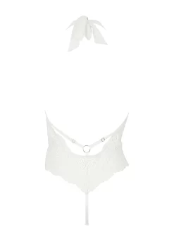 BLUEBELLA Elodie Soft Body (White) -Boutique Fashion Lingerie Store bluebella elodie soft body white lace bodysuit plunging neckline sexy lingerie F