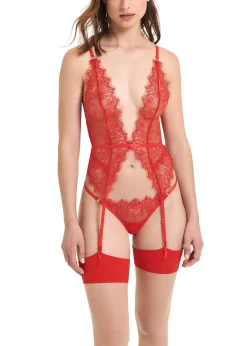 BLUEBELLA Grace Thong (Red) -Boutique Fashion Lingerie Store bluebella grace thong tomato red lace gstring underwear sexy lingerie C