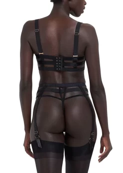 BLUEBELLA Highgate High-waist Suspender Thong -Boutique Fashion Lingerie Store bluebella highgate sheer mesh high waist suspender thong detachable strap black bottoms sexy lingerie G