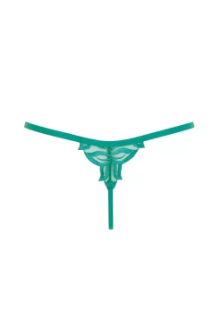 BLUEBELLA Isadora Thong (Columbia Green) -Boutique Fashion Lingerie Store bluebella isadora thong columbia green lace embroidery sexy lingerie H