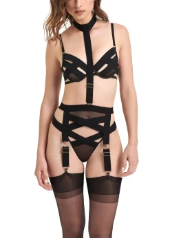 BLUEBELLA Mandra Bra (Black) -Boutique Fashion Lingerie Store bluebella mandra bra black bondage cupless bra underwired sexy lingerie F