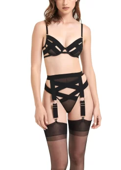 BLUEBELLA Mandra Bra (Black) -Boutique Fashion Lingerie Store bluebella mandra bra black bondage cupless bra underwired sexy lingerie G