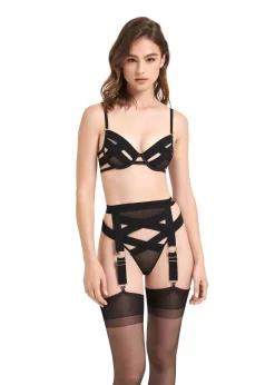 BLUEBELLA Mandra Thong (Black) -Boutique Fashion Lingerie Store bluebella mandra thong black bondage underwear sexy lingerie M