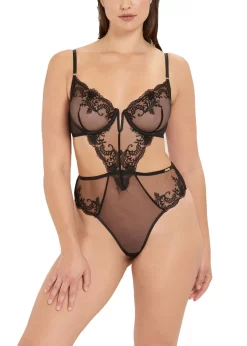 BLUEBELLA Marseille Wired Body (Black) -Boutique Fashion Lingerie Store bluebella marseille black wired body bodysuit mesh lace non padded bodywear sexy lingerie D