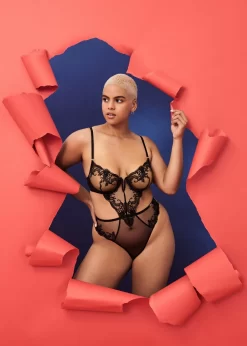 BLUEBELLA Marseille Wired Body (Black) -Boutique Fashion Lingerie Store bluebella marseille black wired body bodysuit mesh lace non padded bodywear sexy lingerie H