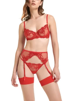 BLUEBELLA Marseille Bra (Red) -Boutique Fashion Lingerie Store bluebella marseille bra tomato red underwired non padded lace embroidery sexy lingerie F