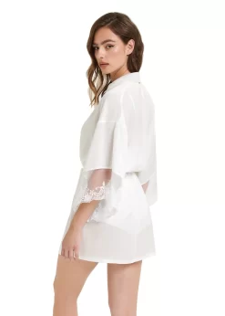 BLUEBELLA Marseille Luxury Satin Kimono (White) -Boutique Fashion Lingerie Store bluebella marseille luxury satin kimono robe white sexy lingerie C