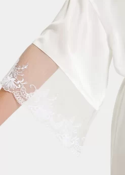 BLUEBELLA Marseille Luxury Satin Kimono (White) -Boutique Fashion Lingerie Store bluebella marseille luxury satin kimono robe white sexy lingerie F