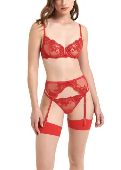 BLUEBELLA Marseille Thong (Red) -Boutique Fashion Lingerie Store bluebella marseille thong tomato red g string lace embroidery sexy underwear lingerie F