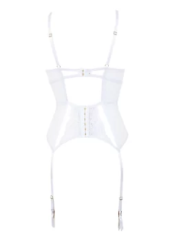 BLUEBELLA Marseille Basque (White) -Boutique Fashion Lingerie Store bluebella marseille white basque underwired lace bodysuit sexy lingerie bodywear G