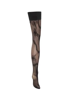 BLUEBELLA Python Fishnet Leg / Plain Top Hold Ups (Black) -Boutique Fashion Lingerie Store bluebella python fishnet hold ups stockings hosiery C