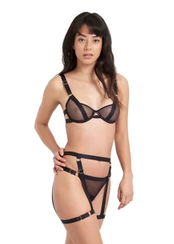 BLUEBELLA Thea Thigh Harness (Black) -Boutique Fashion Lingerie Store bluebella thea thigh harness garter belt black lingerie accessory C