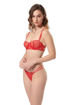 BLUEBELLA Valentina Thong (Red) -Boutique Fashion Lingerie Store bluebella valentina thong red heart lace valentines day sexy lingerie C