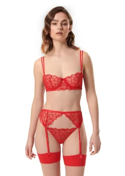 BLUEBELLA Valentina Thong (Red) -Boutique Fashion Lingerie Store bluebella valentina thong red heart lace valentines day sexy lingerie E