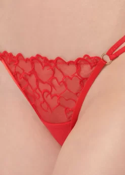 BLUEBELLA Valentina Thong (Red) -Boutique Fashion Lingerie Store bluebella valentina thong red heart lace valentines day sexy lingerie I