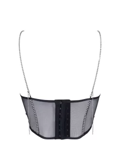 BLUEBELLA Zenn Open Wired Bustier (Black/Silver) -Boutique Fashion Lingerie Store bluebella zenn open wired bustier cupless longline corset silver black sexy lingerie G